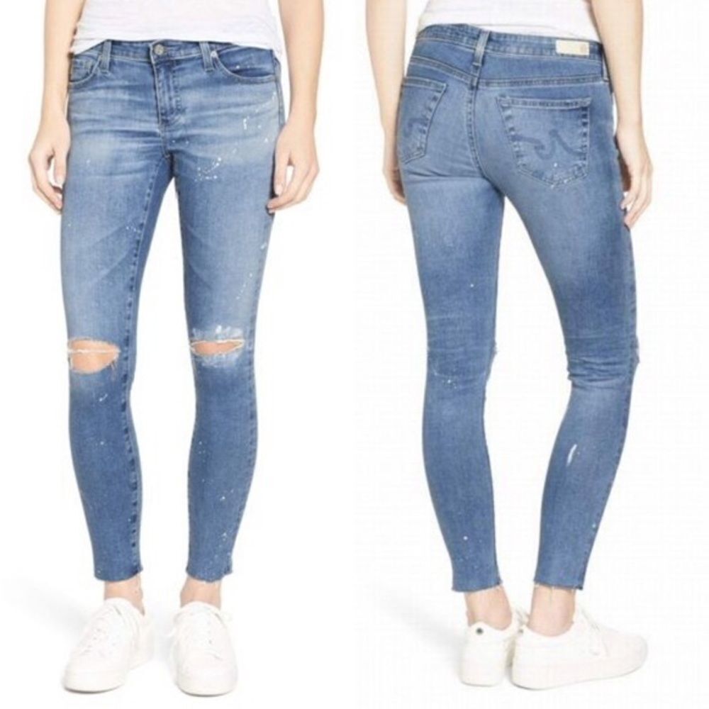 AG Legging Ankle paint splatter destructed Jeans